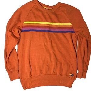 Aviator Nation Sweatshirt Women’s Size Medium 5 Striped Crewneck Sweater Rainbow
